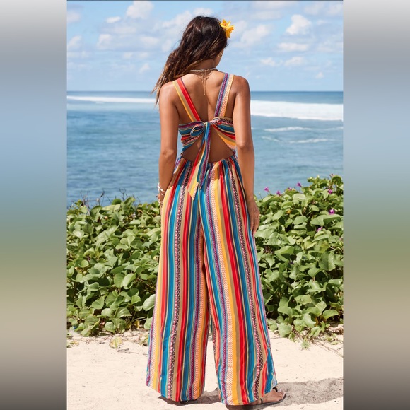 Bold Beat Striped Jumpsuit. Colorful Striped Jumpsuit - Picture 3 of 5